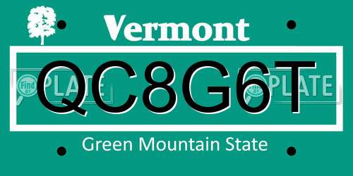 QC8G6T Vermont License Plate