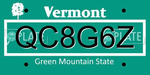 QC8G6Z Vermont License Plate