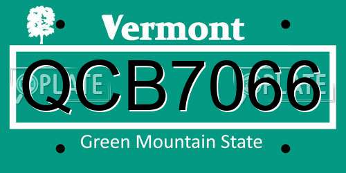 QCB7066 Vermont License Plate