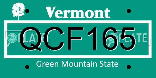QCF165 Vermont License Plate