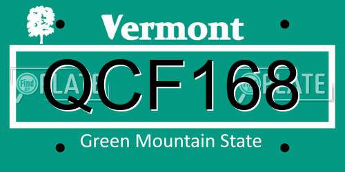 QCF168 Vermont License Plate