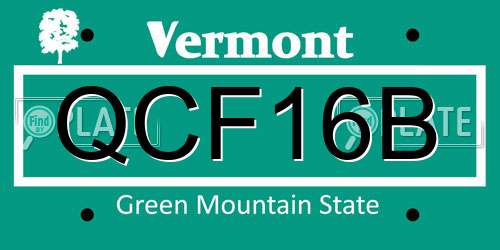 QCF16B Vermont License Plate