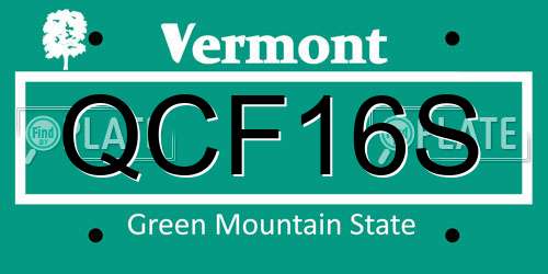 QCF16S Vermont License Plate
