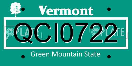 QCI0722 Vermont License Plate