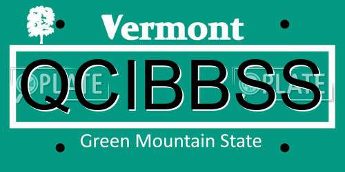 QCIBBSS Vermont License Plate