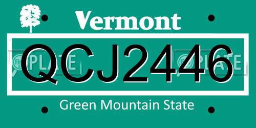 QCJ2446 Vermont License Plate
