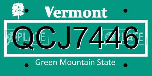 QCJ7446 Vermont License Plate