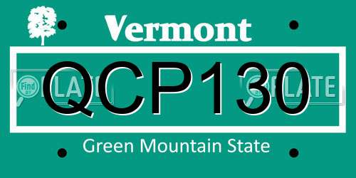QCP130 Vermont License Plate