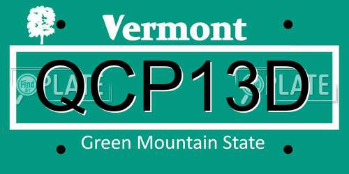 QCP13D Vermont License Plate