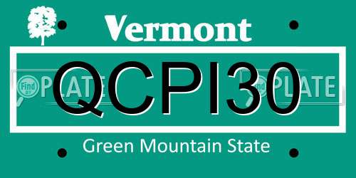 QCPI30 Vermont License Plate