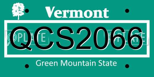 QCS2066 Vermont License Plate