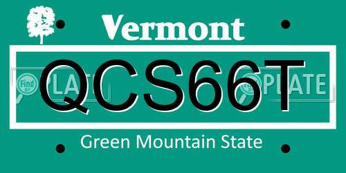 QCS66T Vermont License Plate