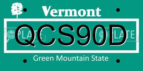 QCS90D Vermont License Plate