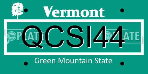 QCSI44 Vermont License Plate
