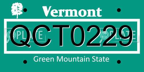 QCT0229 Vermont License Plate