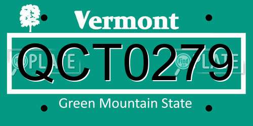 QCT0279 Vermont License Plate