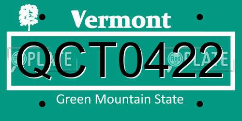QCT0422 Vermont License Plate