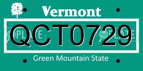 QCT0729 Vermont License Plate