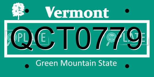 QCT0779 Vermont License Plate