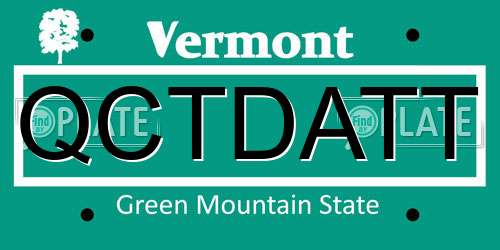 QCTDATT Vermont License Plate