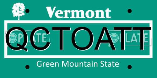 QCTOATT Vermont License Plate