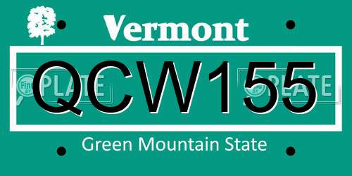 QCW155 Vermont License Plate