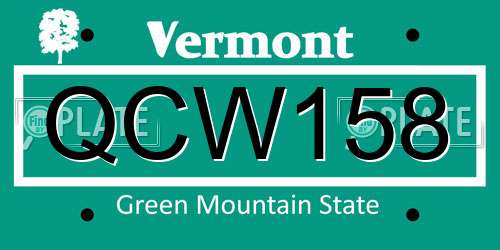 QCW158 Vermont License Plate