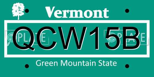 QCW15B Vermont License Plate