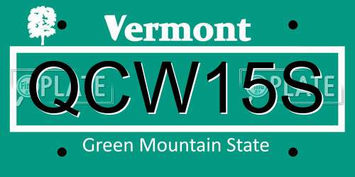 QCW15S Vermont License Plate