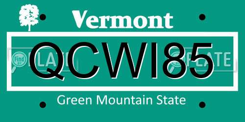 QCWI85 Vermont License Plate