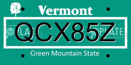 QCX85Z Vermont License Plate