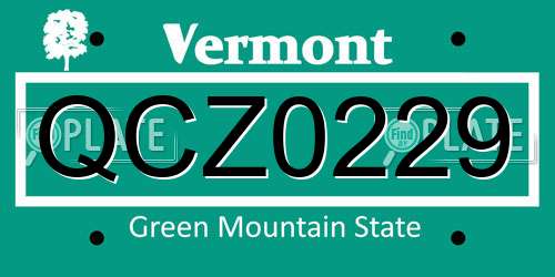 QCZ0229 Vermont License Plate