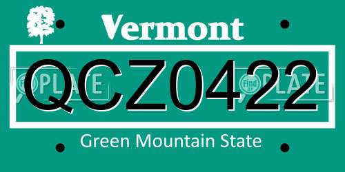 QCZ0422 Vermont License Plate