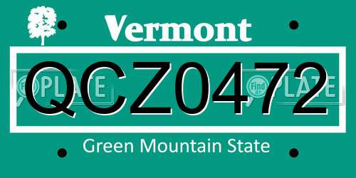 QCZ0472 Vermont License Plate