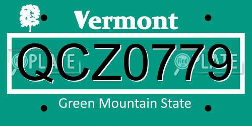 QCZ0779 Vermont License Plate