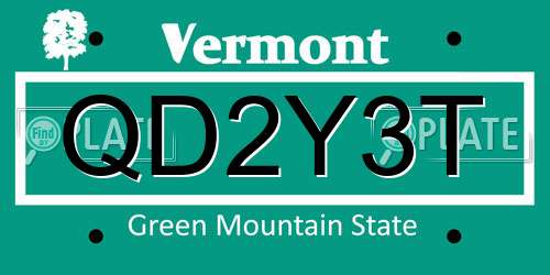QD2Y3T Vermont License Plate