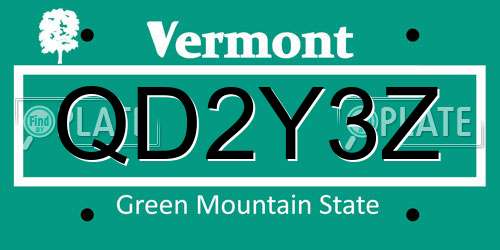 QD2Y3Z Vermont License Plate