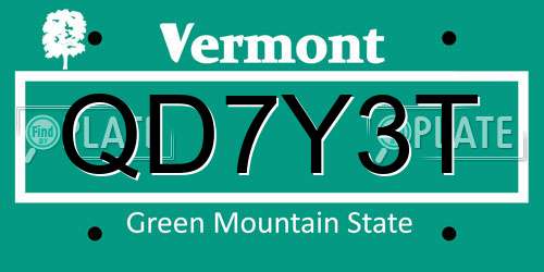 QD7Y3T Vermont License Plate
