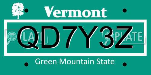 QD7Y3Z Vermont License Plate