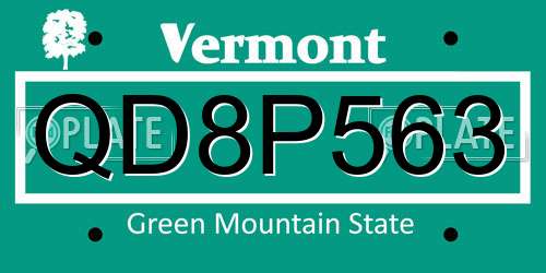 QD8P563 Vermont License Plate
