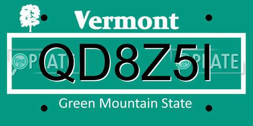 QD8Z5I Vermont License Plate