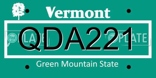 QDA221 Vermont License Plate