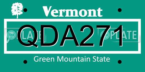QDA271 Vermont License Plate