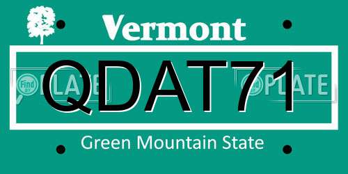 QDAT71 Vermont License Plate