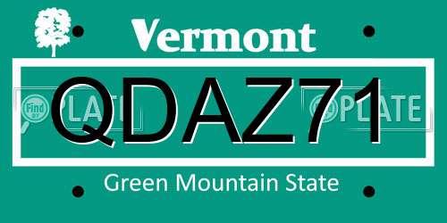 QDAZ71 Vermont License Plate