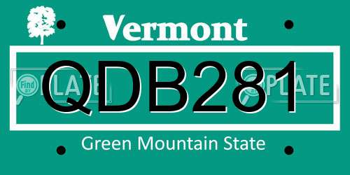 QDB281 Vermont License Plate