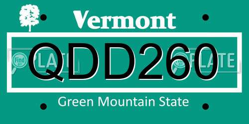 QDD260 Vermont License Plate