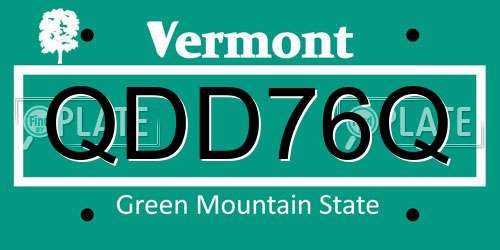 QDD76Q Vermont License Plate