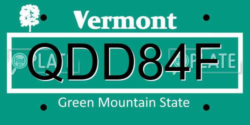 QDD84F Vermont License Plate