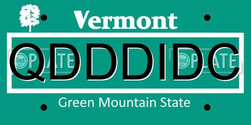 QDDDIDC Vermont License Plate